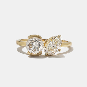 0.75CT-1.25CT Round and Oval Cut Diamond Toi et Moi Engagement Ring | Two Stone Ring