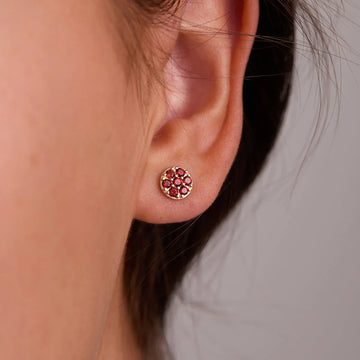 1.75CT Round Garnet Diamond January Birthstone Studs Earrings