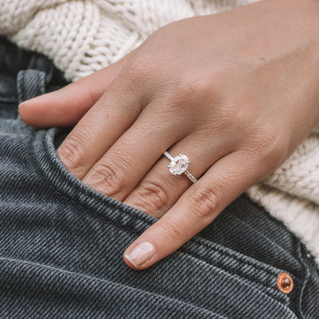 1.80 - 3.80 CT Oval Cut Moissanite Hidden Halo Engagement Ring