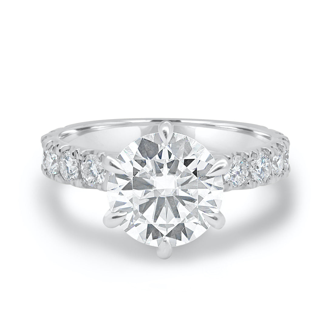 1.90CT Round Cut Moissanite Six Prong Engagement Ring in 14K Rose Gold