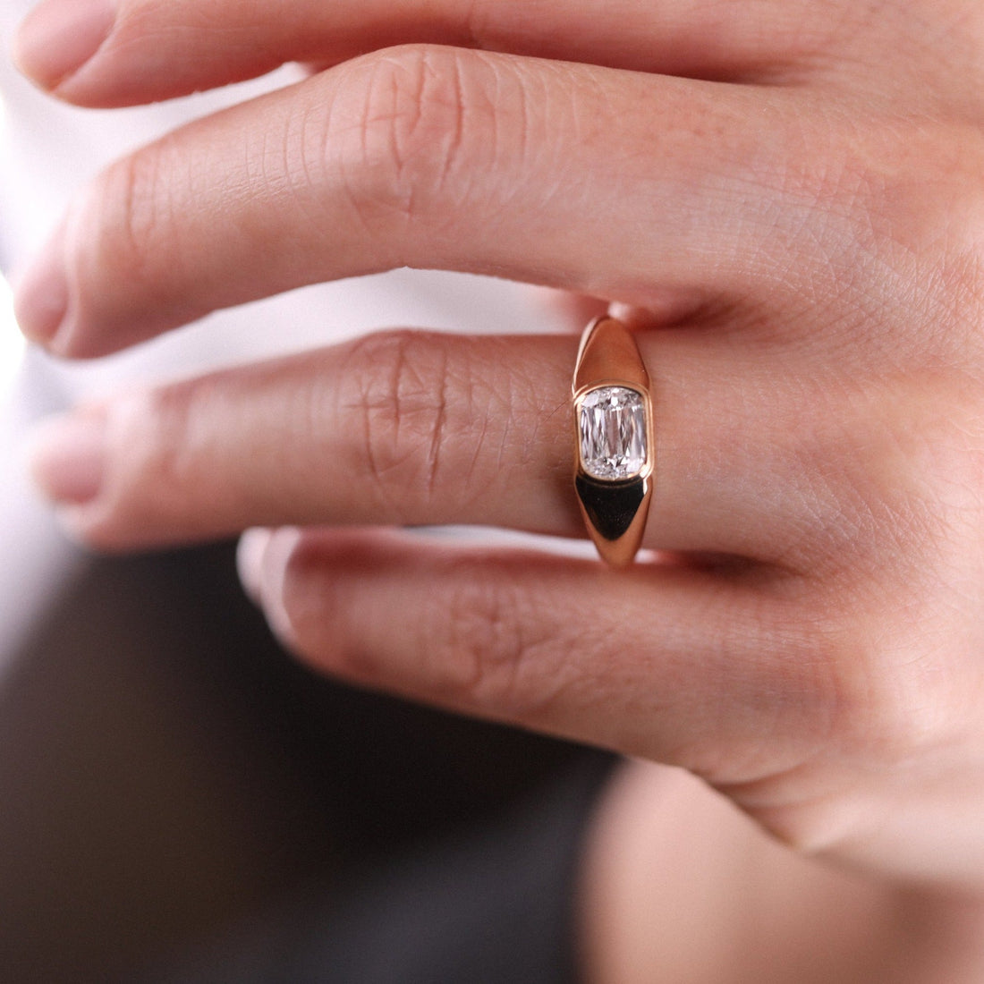 1.0CT-2.0CT Superb Scissor Cut Moissanite Diamond East West Flush Engagement Ring