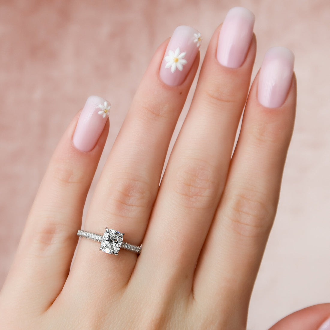 2.0 - 4.0 CT Elongated Cushion Cut CVD Diamond Hidden Halo & Pave Engagement Ring