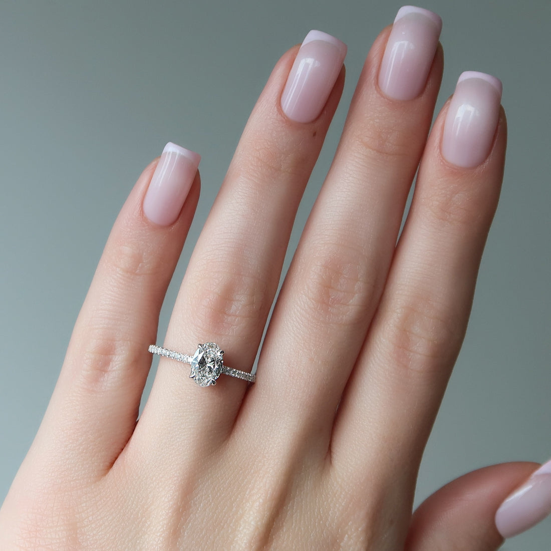 1.0 -3.0 CT Oval Cut CVD Diamond Pave Engagement Ring