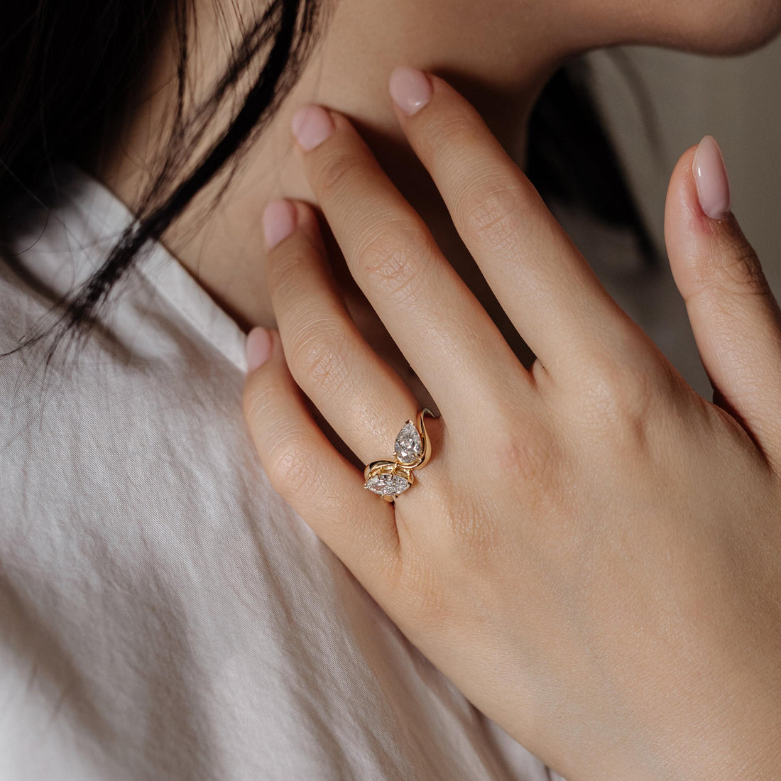 1.50CT-2.50CT Marquise And Pear Cut Moissanite Toi et Moi Engagement Ring | Two Stone Ring