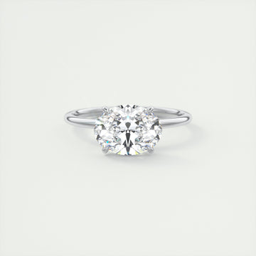 2CT East West Oval Cut Moissanite Solitaire Engagement Ring