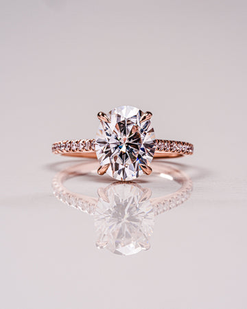 2.80CT Oval Moissanite Hidden Halo Pave Setting Engagement Ring