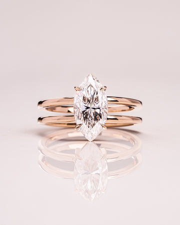1.58 -3.58 CT Marquise CVD Diamond Solitaire Double Band Engagement Ring