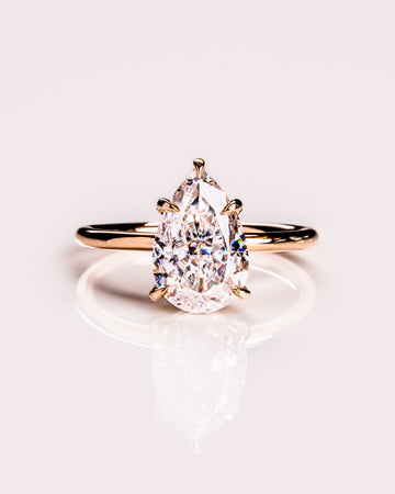 1.09-3.09 CT Pear  CVD Diamond Solitaire Engagement Ring