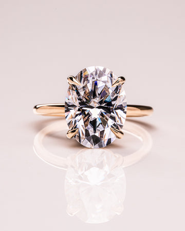 2.50 - 5.18 CT Oval CVD Diamond Solitaire Engagement Ring