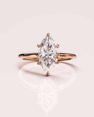 0.90-3.0 CT Marquise  CVD Diamond Hidden Halo Engagement Ring