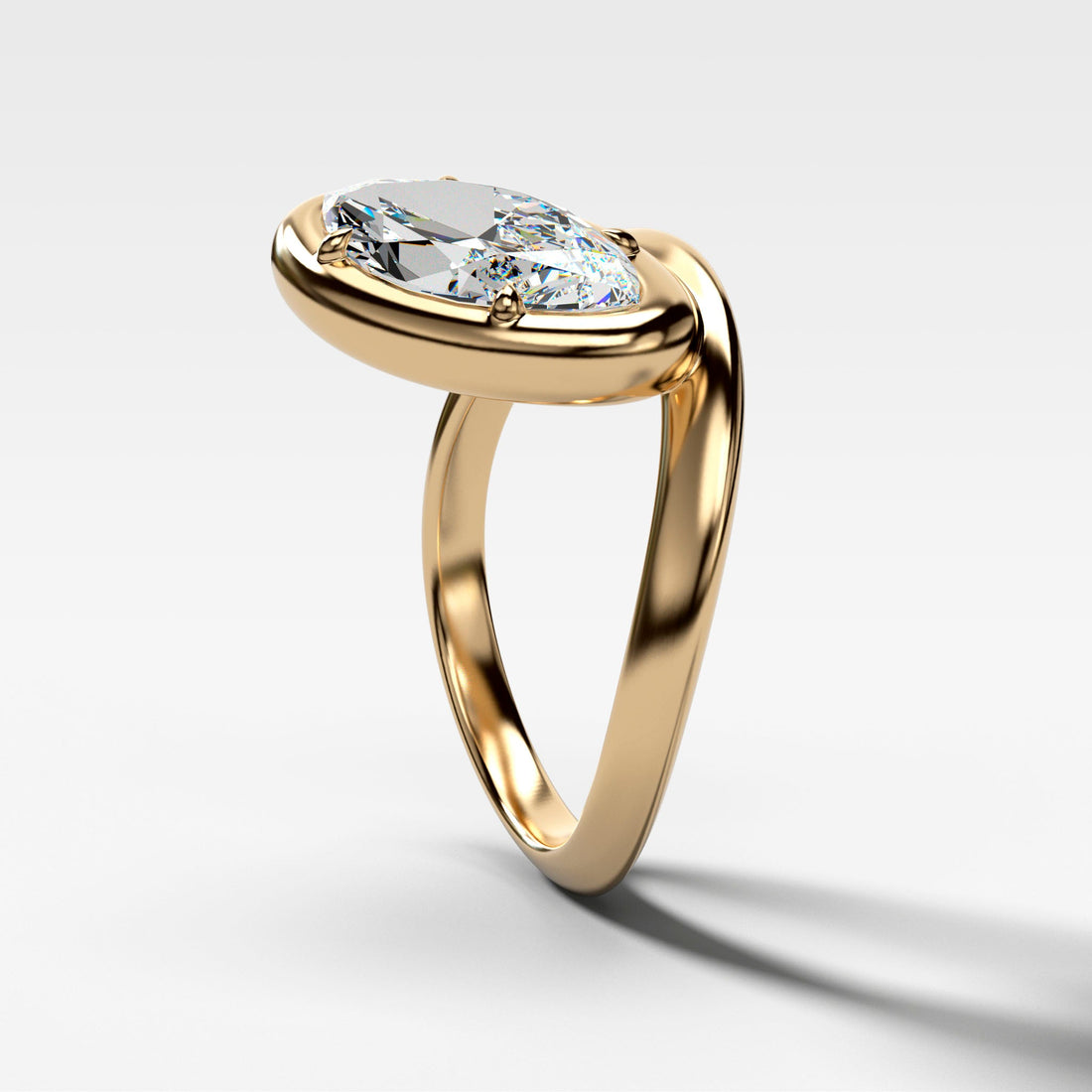 Contoured Club Engagement Ring with a Marquise Cut Diamond