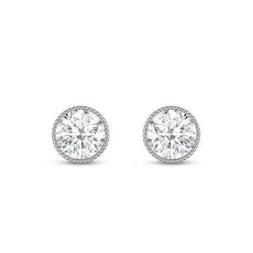 2.0Ct Round Cut Moissanite Vintage Diamond Stud Earrings for Her