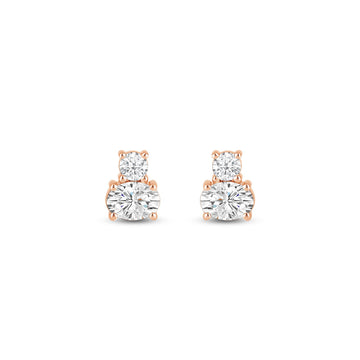 Round & Oval Cut Two Stone Moissanite Diamond Earrings for Women