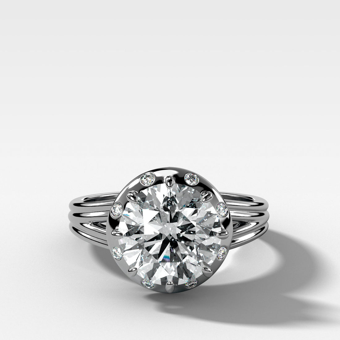 Solara Split Shank Engagement Ring with Round Cut Diamond