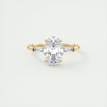 2CT Oval Cut Moissanite 3 Stones Engagement Ring