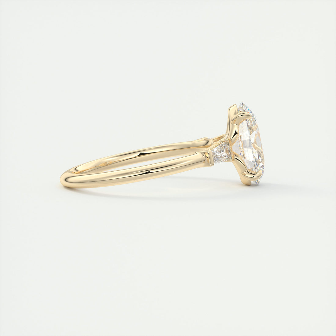 2CT Oval Cut Moissanite 3 Stones Engagement Ring