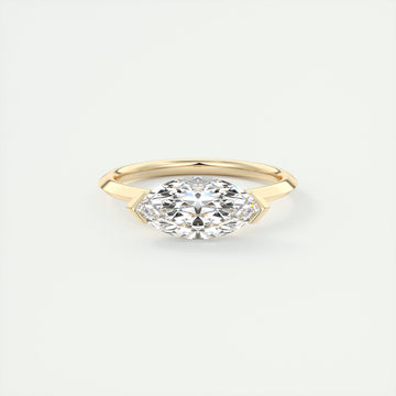 2CT Marquise Cut Moissanite Half Bezel Solitaire Engagement Ring