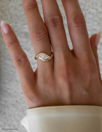 1.0CT-2.0CT Marquise Cut Moissanite Unique Engagement Ring