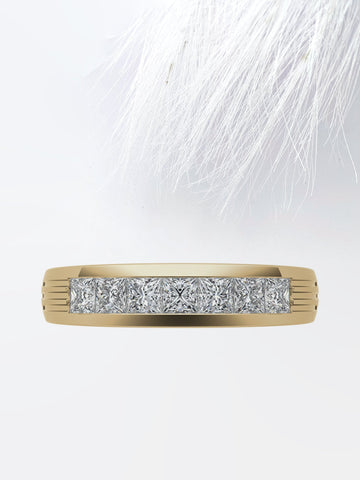 5mm Round Cut Channel Moissanite Men's Wedding Band