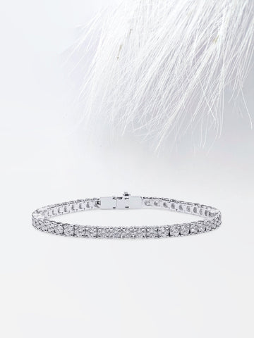 Round Cut Moissanite Diamond Tennis Bracelet in White Gold for Women