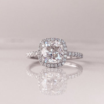1.50CT Cushion Cut Halo Style Moissanite Engagement Ring