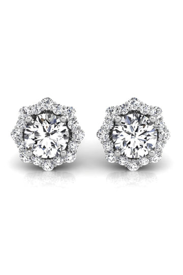 Round Cut Flower Halo Diamond Moissanite Earrings for Women