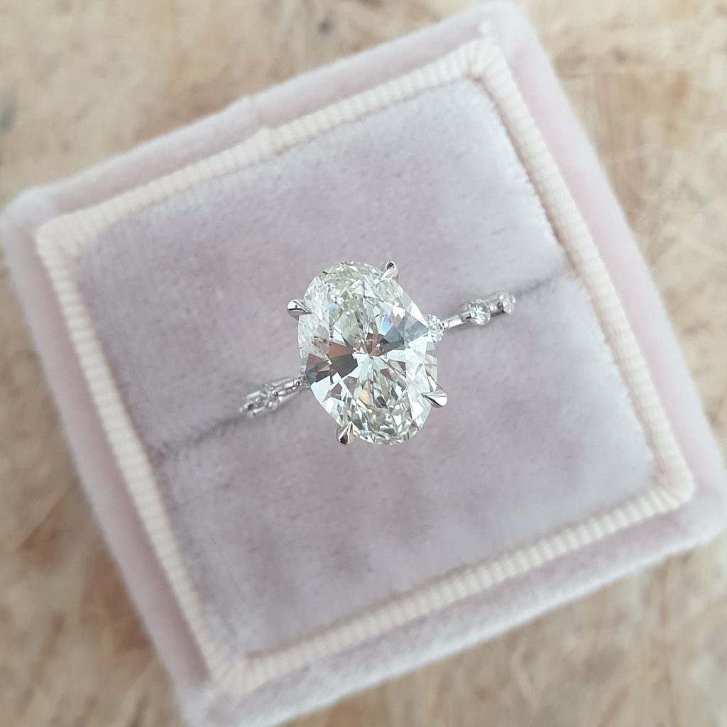 2.0ct Oval Moissanite Solitaire Dainty Style Engagement Ring