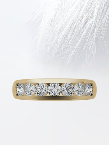 6mm Round Cut Seven Stone Men's Wedding Band in Rose Gold