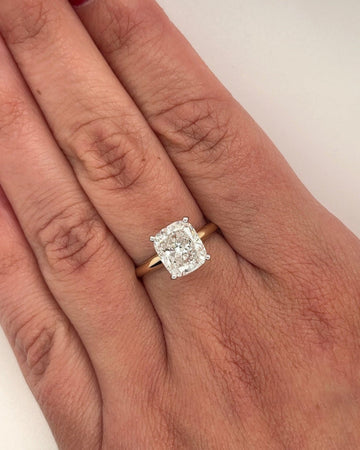 1.10-3.10 CT Cushion  CVD Diamond Solitaire Engagement Ring