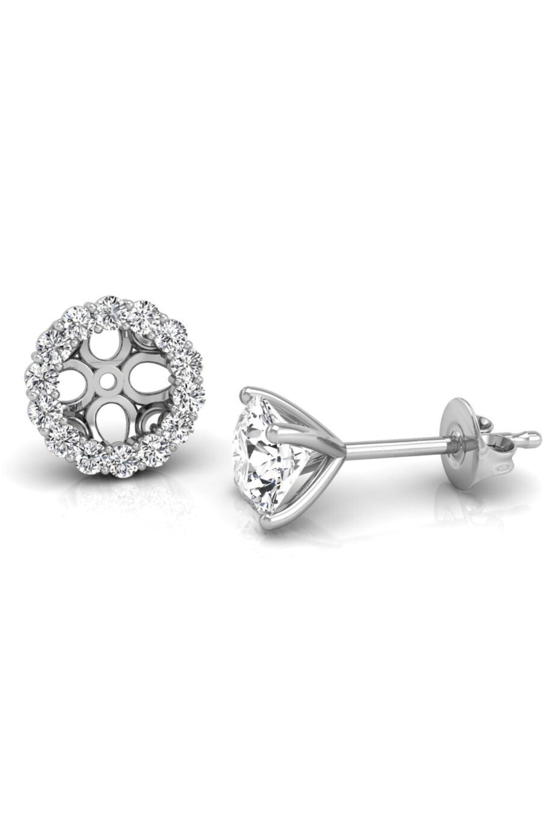 Round Cut Diamond Halo Moissanite Earrings for Her