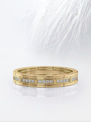 4mm Round Cut Moissanite Men's brick-layered Wedding Band