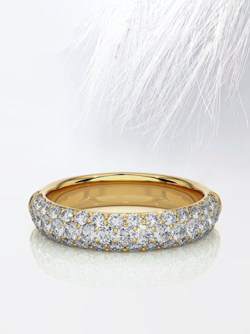 1.5CT Three Row Moissanite Men's Wedding Band in Yellow Gold