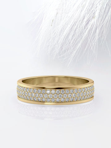 5mm Round Cut Three Rows Moissanite Men's Wedding Band