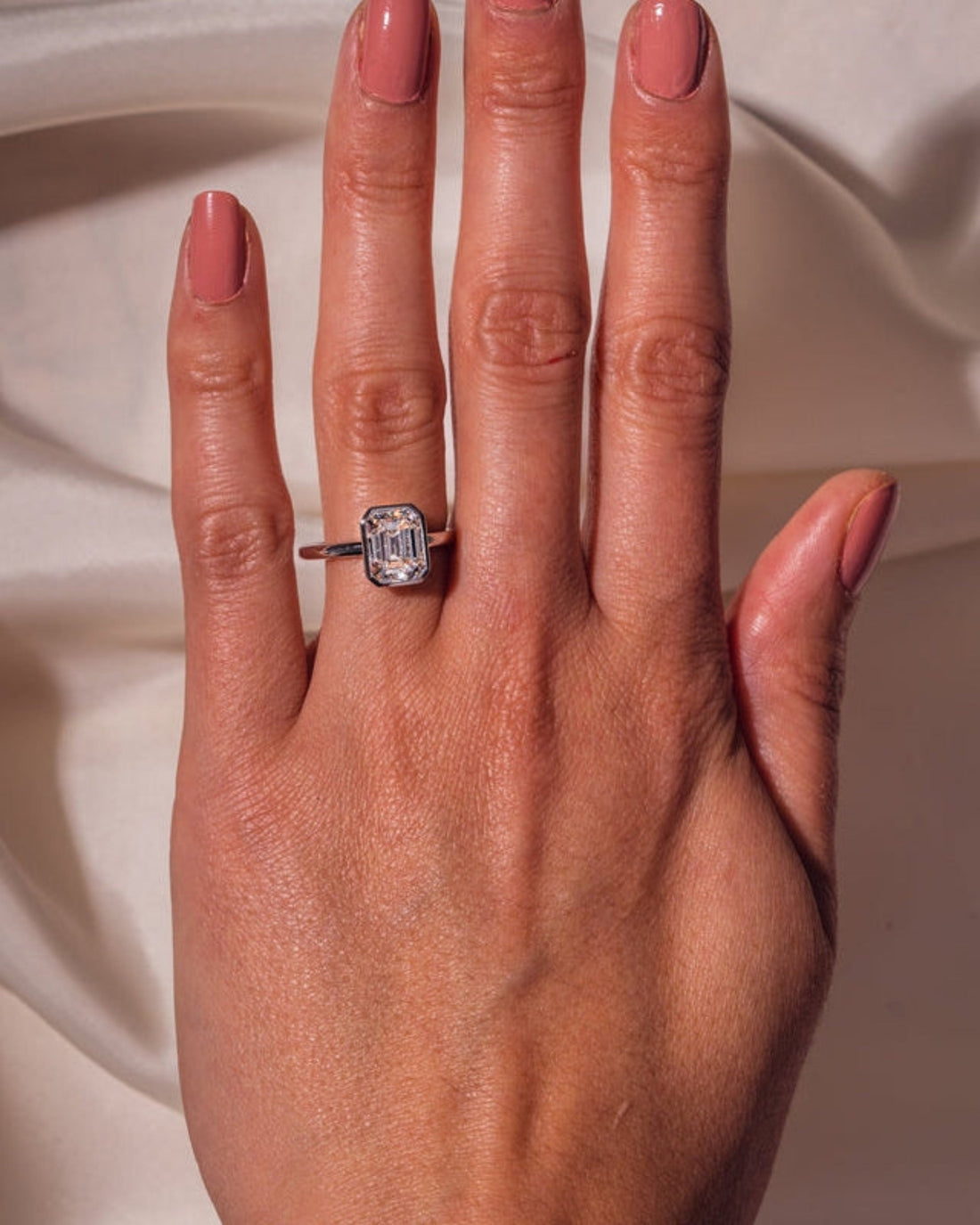 1.0- 2.30  CT Emerald E color Clarity CVD Diamond Bezel Solitaire Engagement Ring