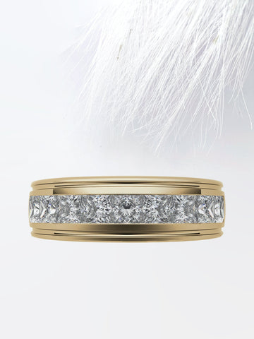 2.5CT Princess Cut Channel Set Men's Moissanite Wedding Band