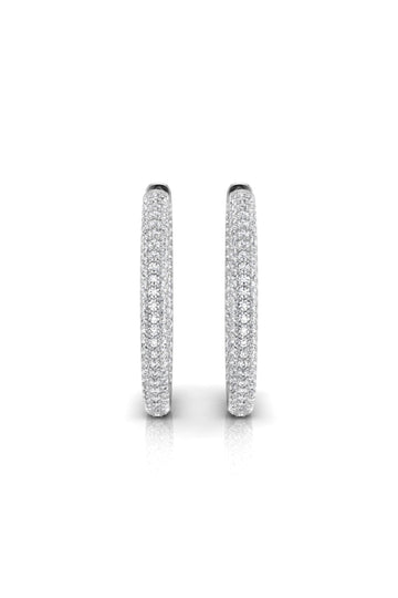 Round Cut Moissanite Diamond Three Side  Hoops Earrings for Her