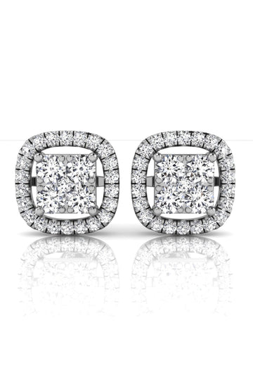 Round Cut Halo Moissanite Diamond Stud Earrings for Women