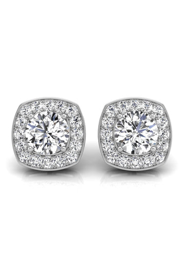 Round Cut Diamond Halo Moissanite Earrings for Her