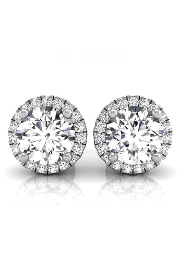 Round Cut Diamond Halo Moissanite Earrings for Women