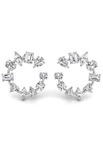 All Shaped Diamond Circle Moissanite Earrings for Her