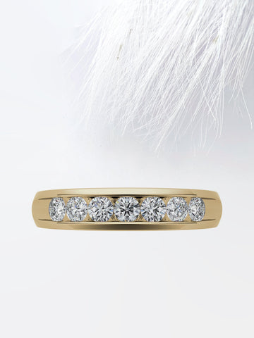 4mm Round Cut Channel Set Seven Stone Diamond Men's Wedding Band