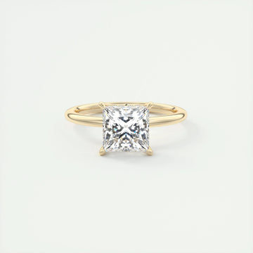 2.5 Ct Princess solitaire with Hidden Halo Moissanite Diamond Engagement Ring