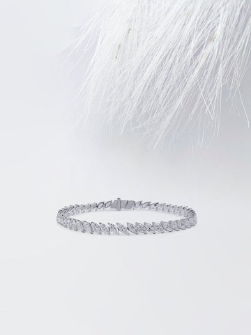 Marquise Cut Moissanite Diamond Tennis Bracelet in White Gold