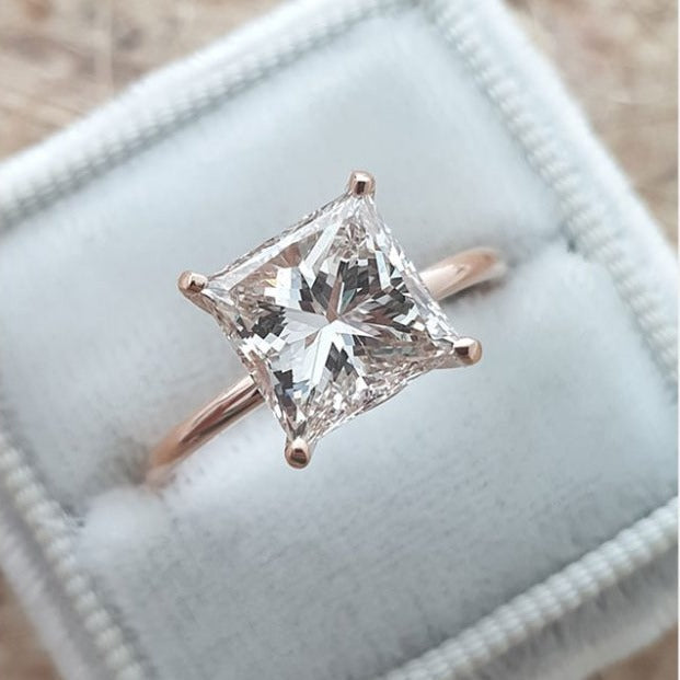 2.13ct Princess Cut Moissanite Solitaire Engagement Ring