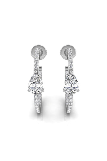 Pear & Round Cut Moissanite Diamond Hoop Earrings for Her