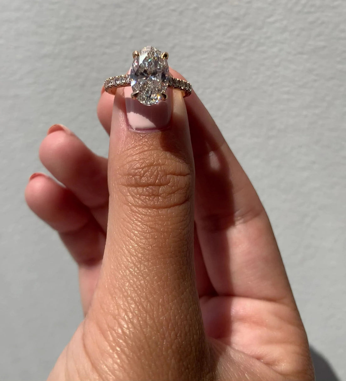 3.0 CT Oval Moissanite Solitaire Pave Setting Engagement Ring