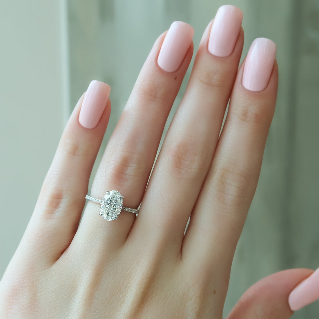 2.0 -4.0 CT Oval Cut CVD Diamond Pave Engagement Ring