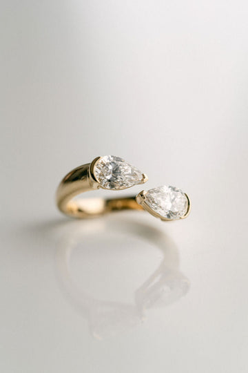 2.0CT To 4.0CT Pear Cut Moissanite Diamond Toi et Moi Engagement Ring | Two Stone Ring