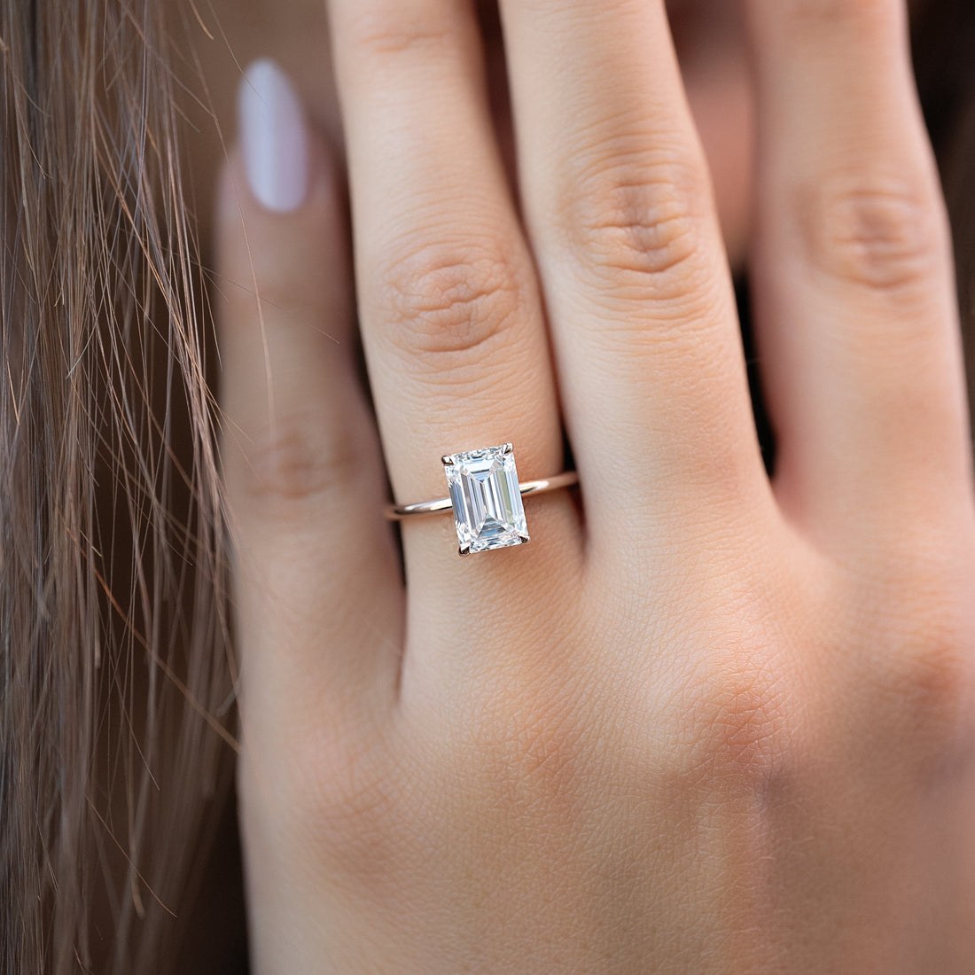 2.0 - 3.0 CT Emerald Cut CVD Diamond Solitaire Engagement Ring
