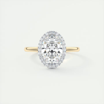 2CT Oval Cut Moissanite Halo Diamond Engagement Ring